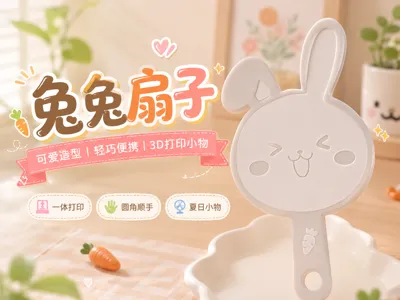 Healing Little Rabbit Handheld Fan | Print in Place, Lightweight and Easy to Grip