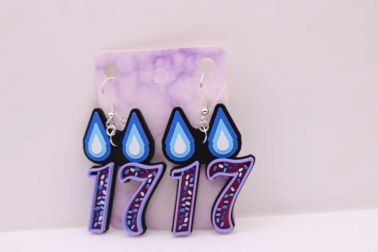 Birthday Candle Earrings - Customizable Parametric view 3