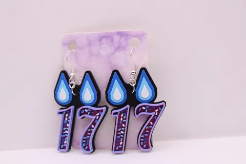 Birthday Candle Earrings - Customizable Parametric view 3
