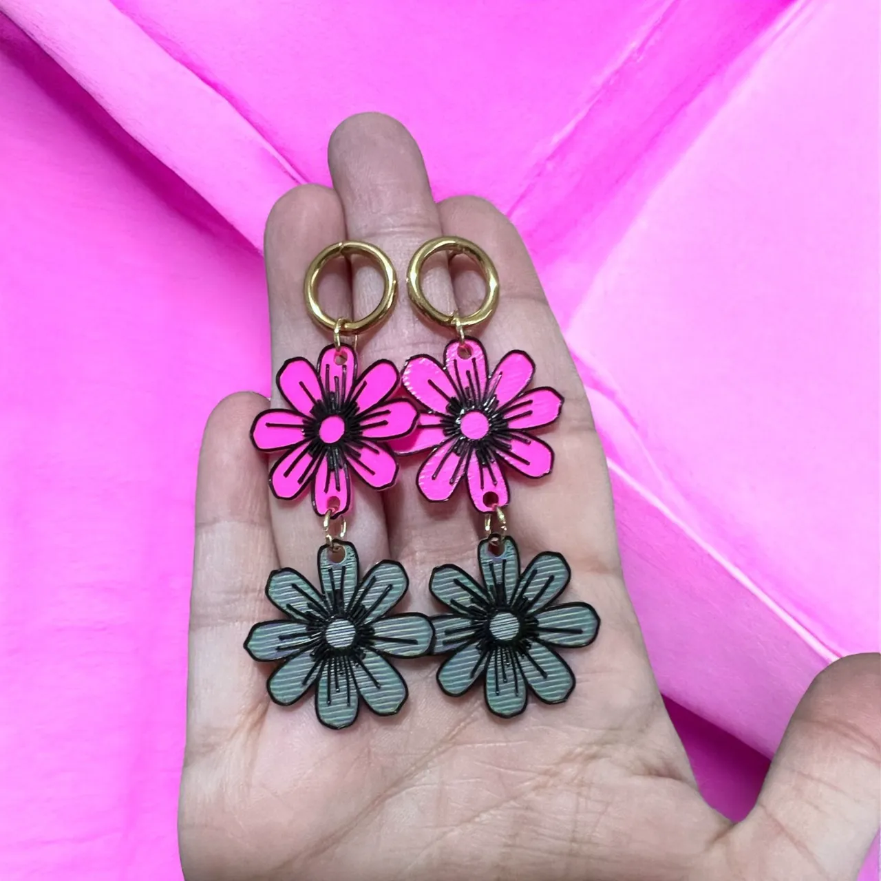 Pendientes dos flores view 2