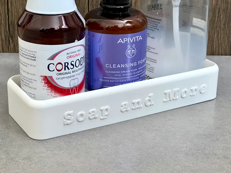 Bathroom organiser tray for soap dispensers & cosmetics
