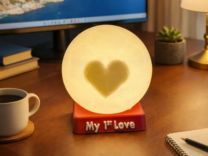 Soccer Ball Lamp with Heart
