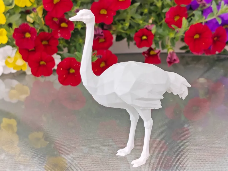 Geometric Low Poly Ostrich Figurine