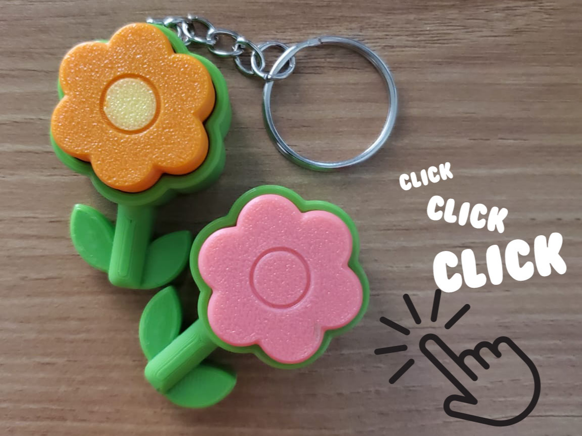 Stress Relief Flower Fidget Clicker Keychain