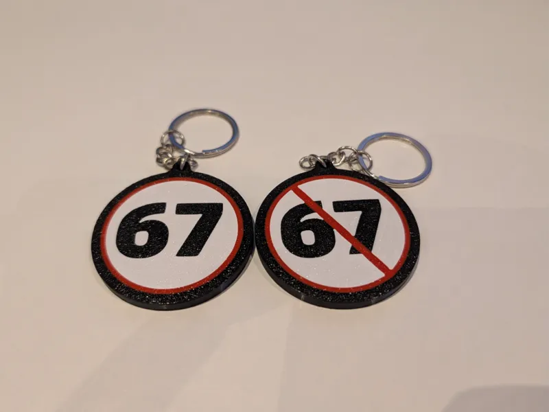 67/ 67stop ( six seven) keychain