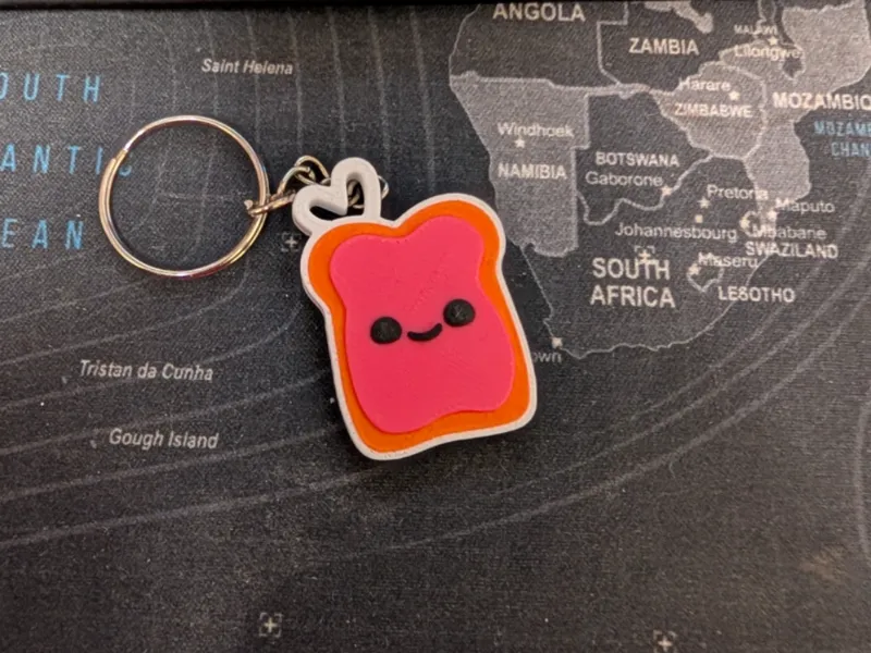 Happy sandwich bread keychain