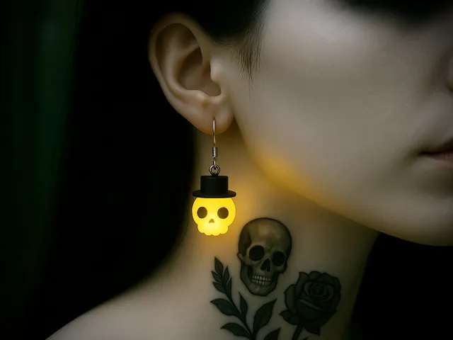 Halloween - cute glowing LED skull earring