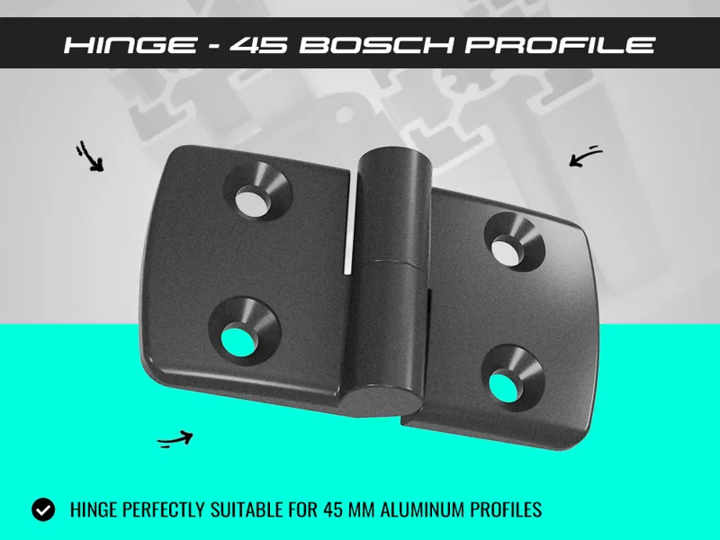 Hinge for 45 mm Aluminium profiles