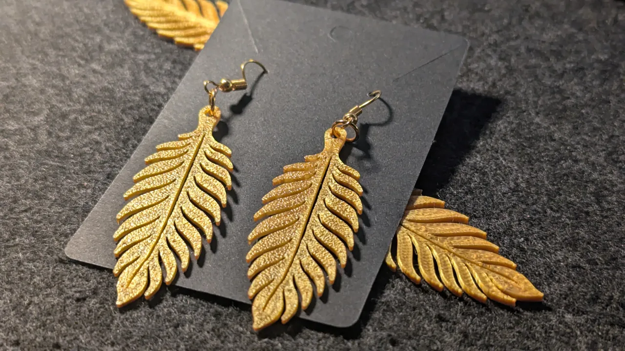 Atec Feather Gold Earrings view 3