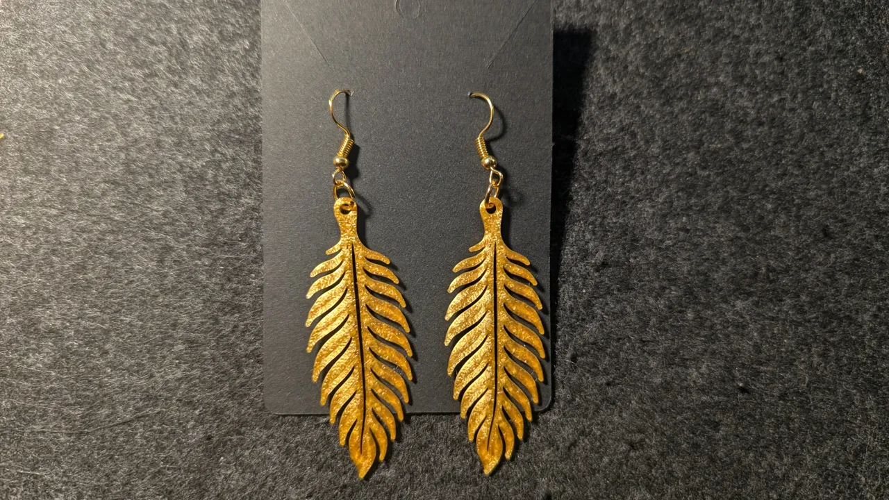 Atec Feather Gold Earrings view 2