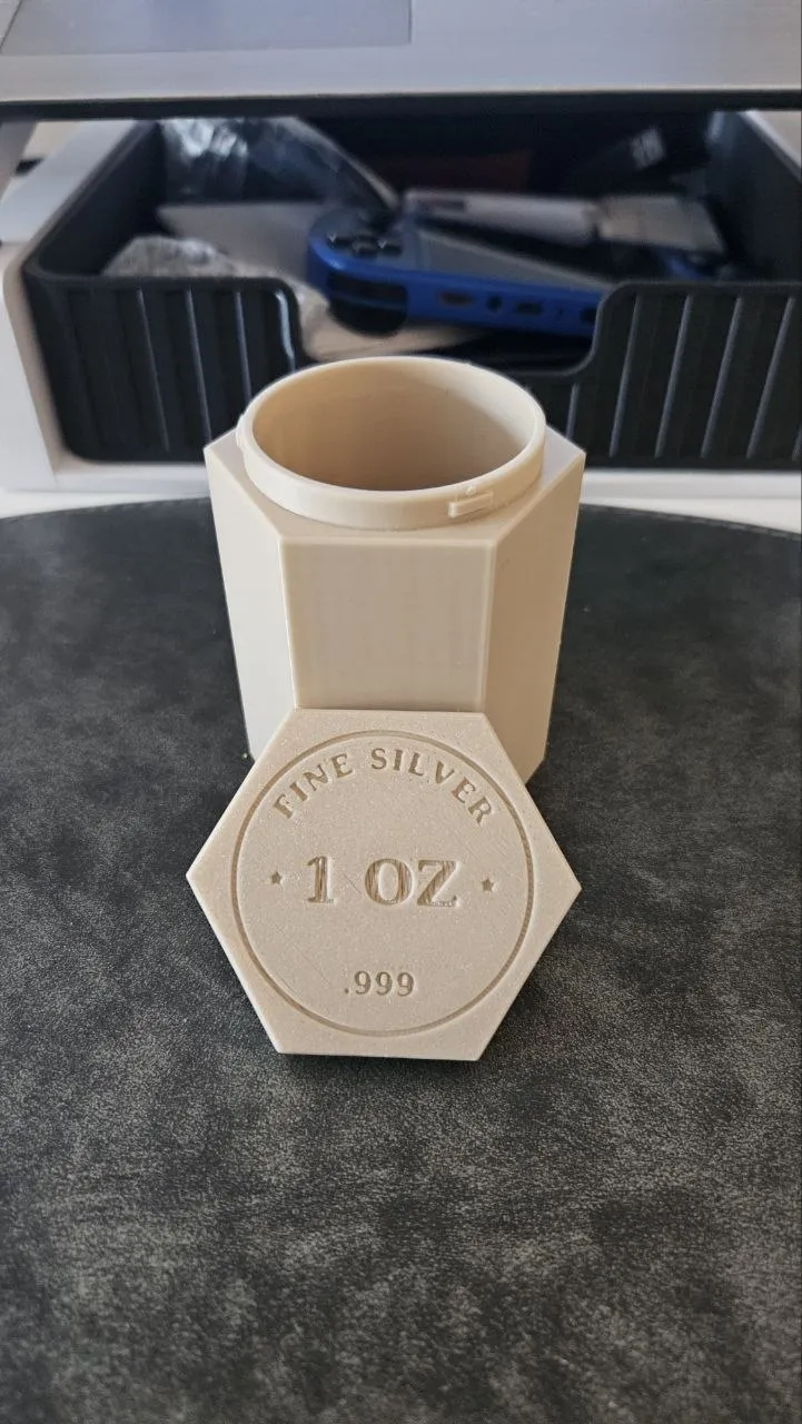 1 oz Coin Tube Hex – Twist Lock, No Supports - Free 3D Print Model ...