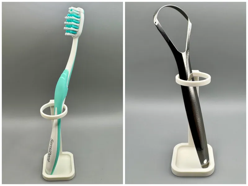 Compact Toothbrush & Tongue Scraper Stand