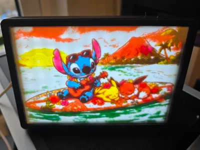 Stitch with Eevee & Pikachu-CMYK Lithophane 