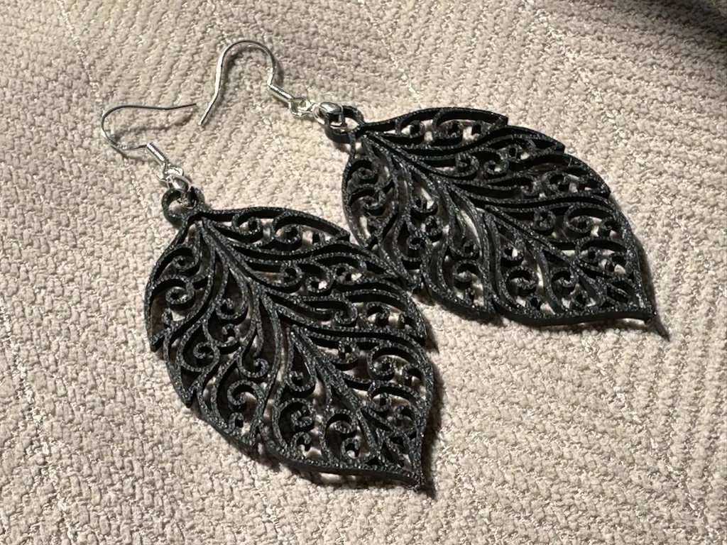 Leaf Earrings Filagree Boho view 3