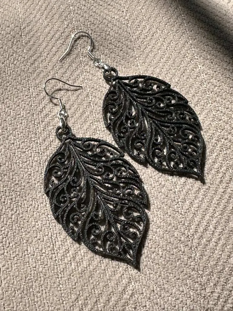 Leaf Earrings Filagree Boho view 4