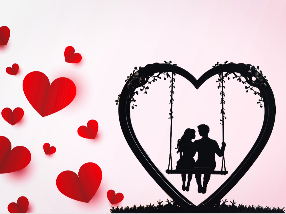 Romantic Couple on a Swing - Heart