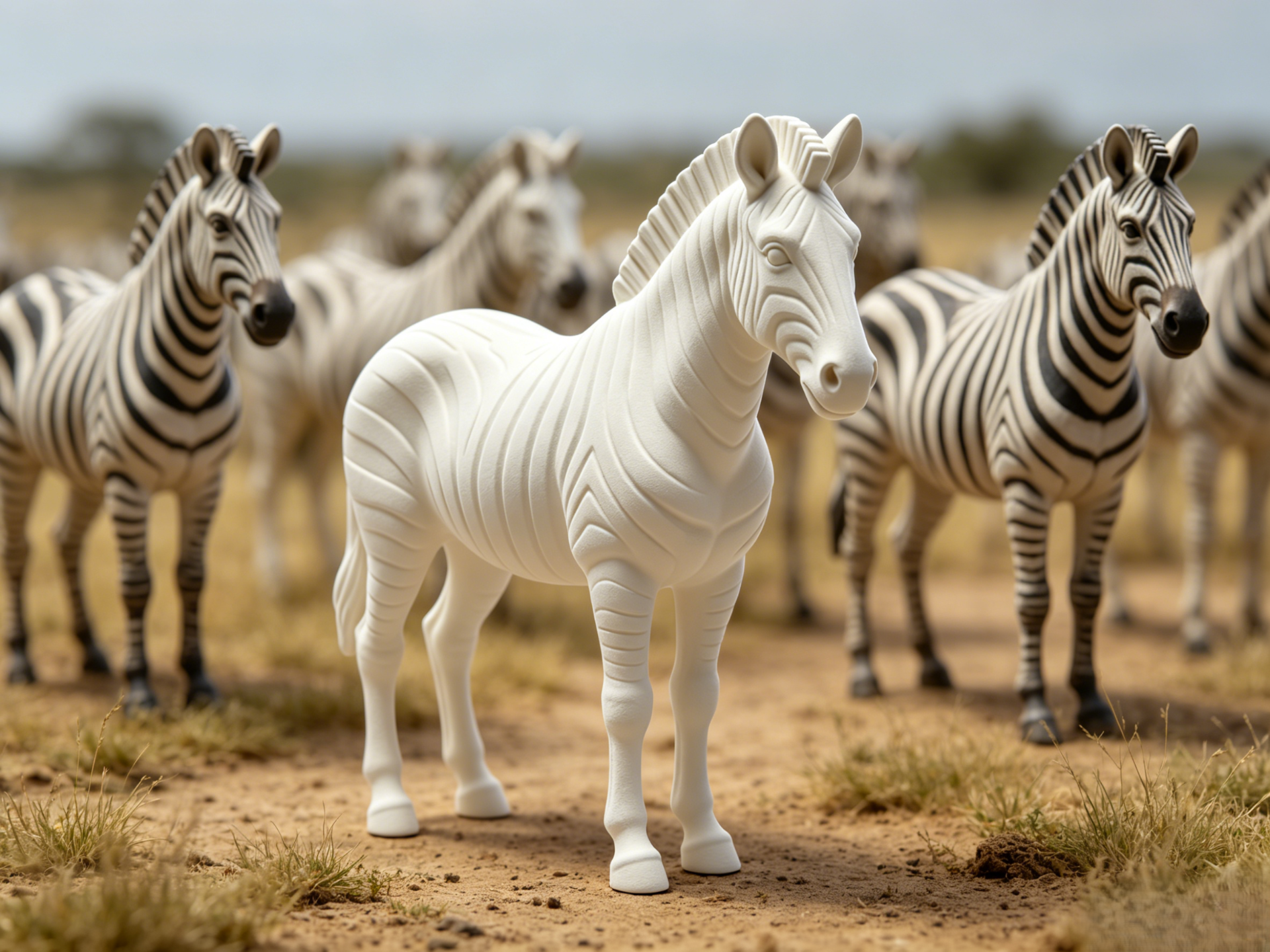 Zebra Figurine with Recessed Stripes