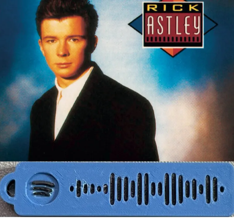 Rick Roll Spotify Code Keychain