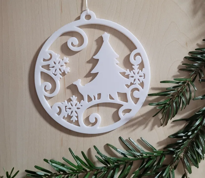 Christmas Ornament with Winter Forest Design