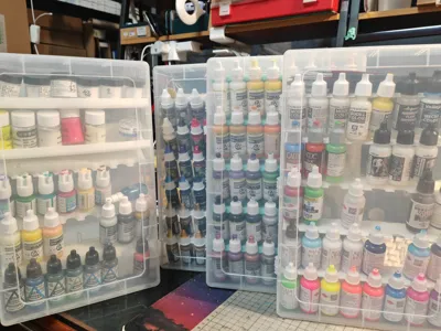 Water-based paint storage box internal support rack/paints