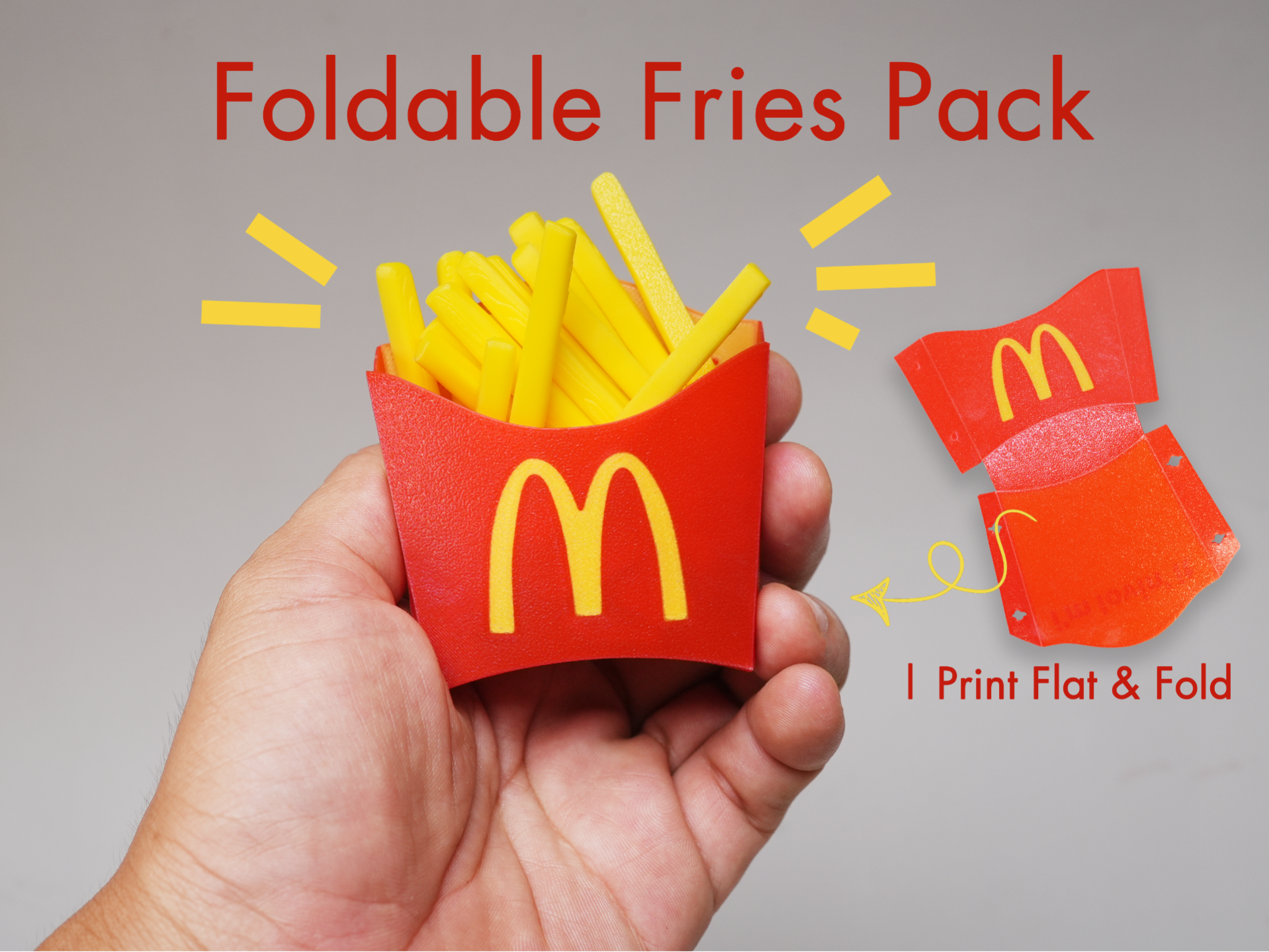 Foldable Fries Pack | Print Flat & Fold