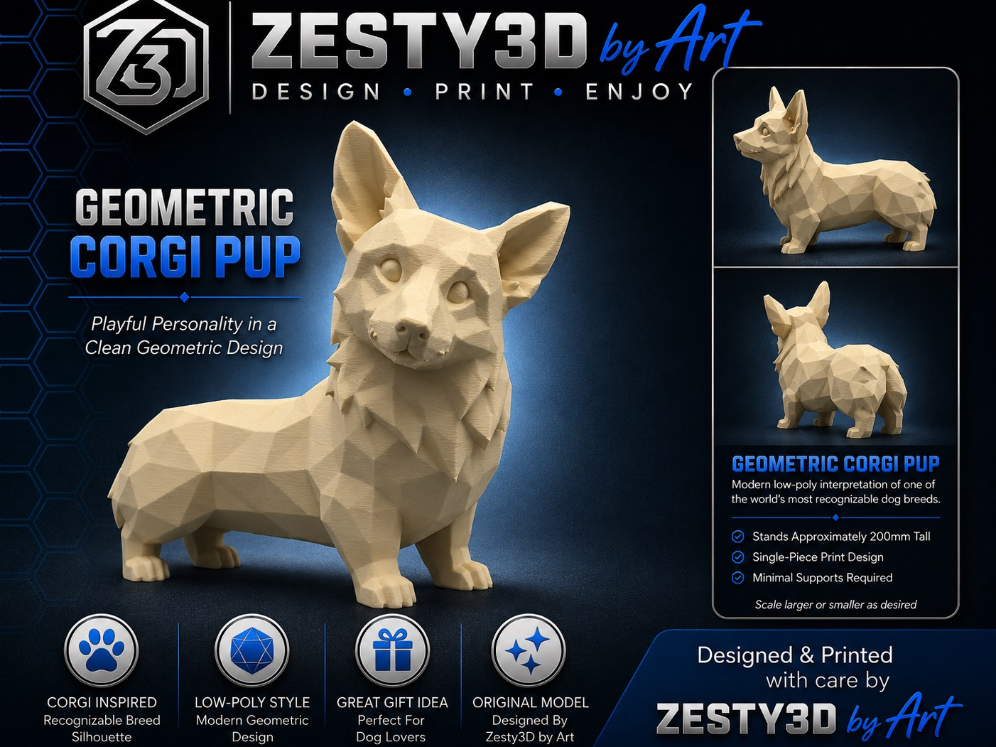 Geometric Corgi Pup