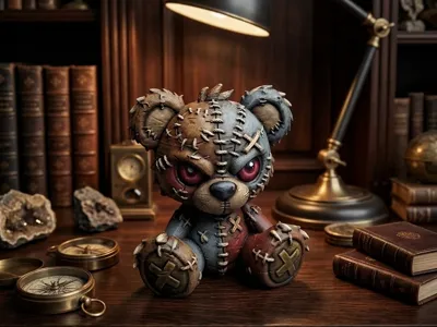 Stitched Nightmare: Mein handbemalter Zombie-Bär