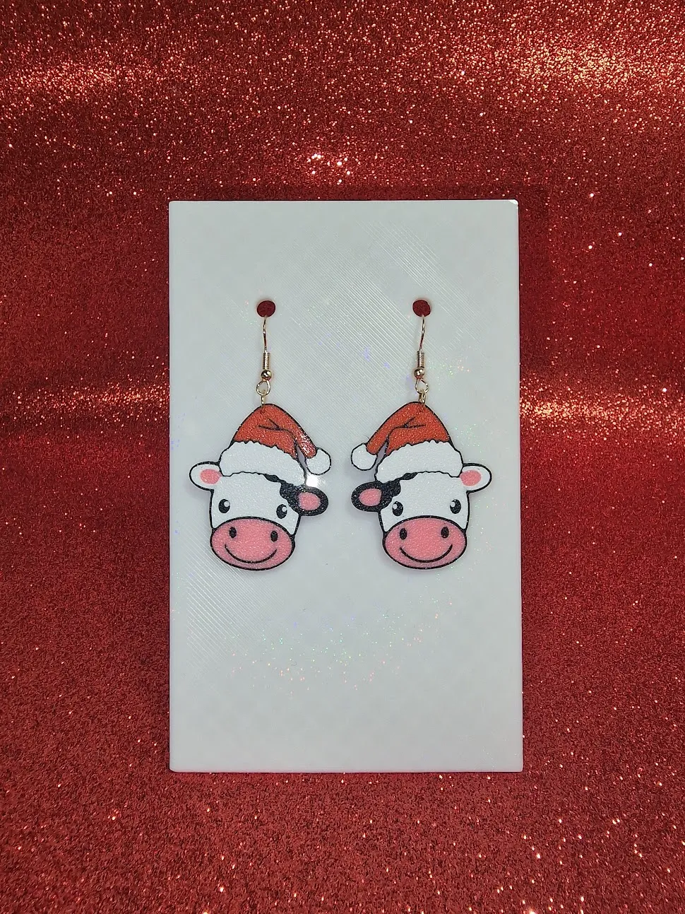 Christmas sweet cow earrings view 2