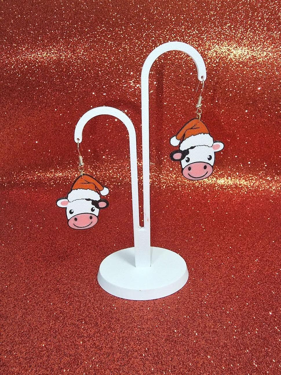 Christmas sweet cow earrings view 3