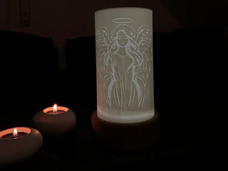 Christmas lamp - Angel + snowflakes