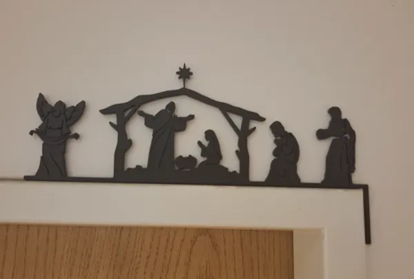 Décoration de porte crèche de Noël en 3D