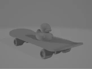 Duck on a skateboard