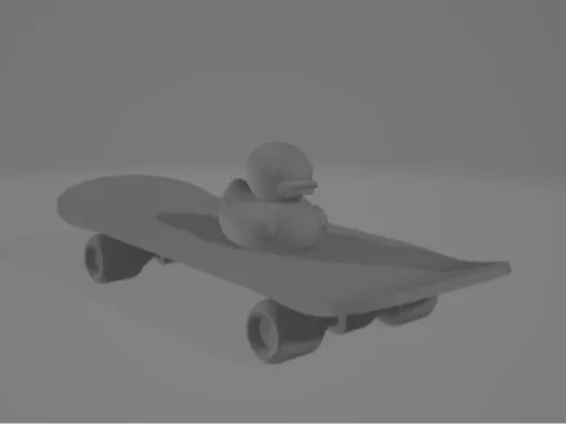 Duck on a skateboard