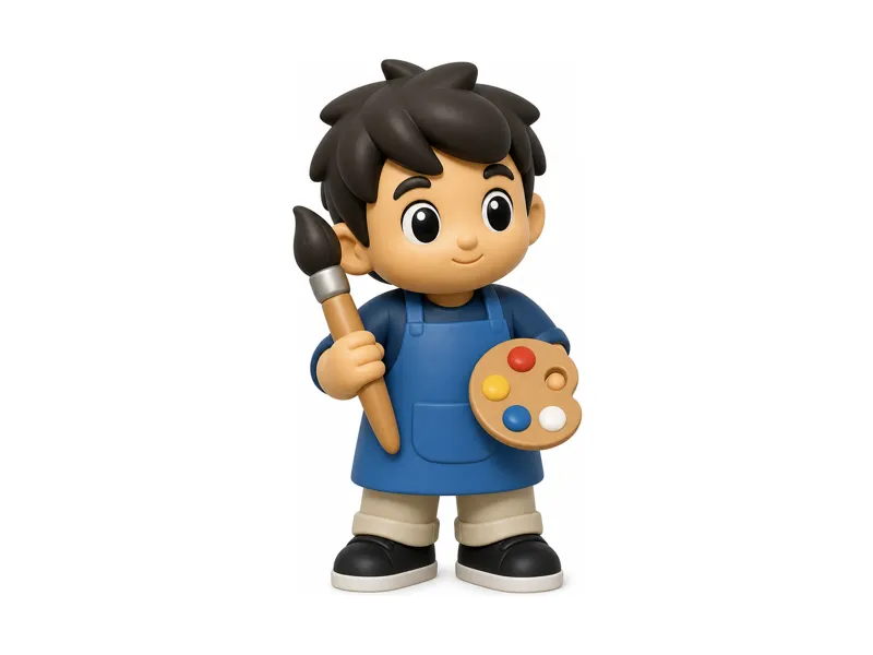 Painter Buddy Mini Figure - Cute Desk Collectible