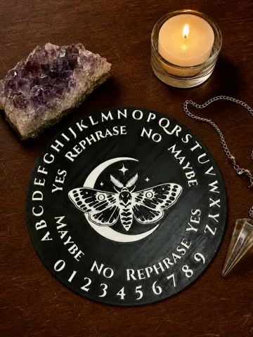 Letrero o emblema decorativo: Scrying Pendulum Board - Moon & Luna Moth Design — vista de referencia 2