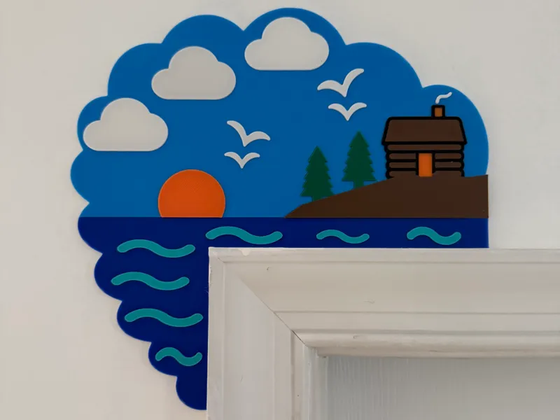 Lake Scene Door Topper - Cabin
