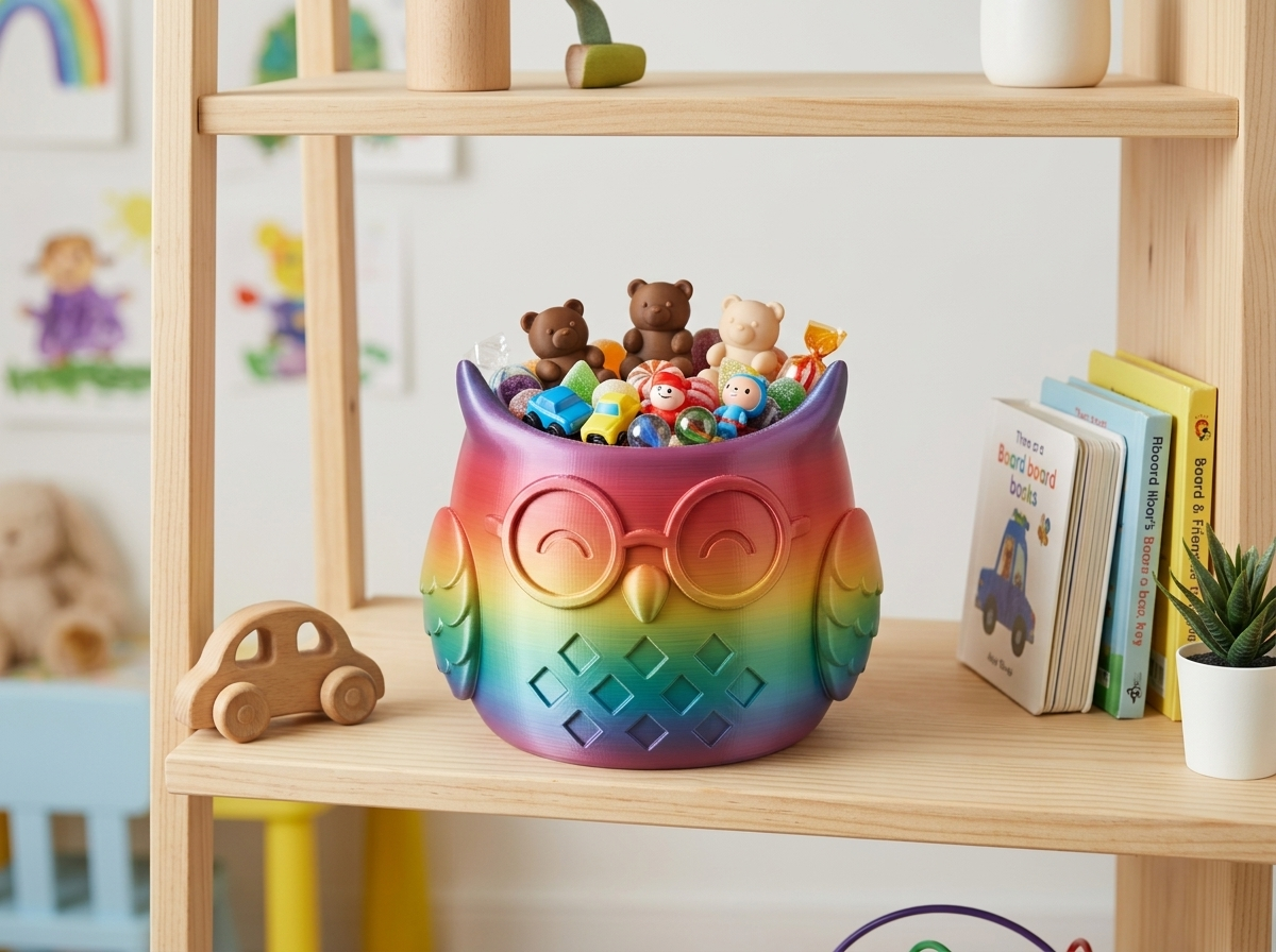 Miniatura 3 do modelo 3D Cute Owl Basket Planter – 3 Sizes Gift Box