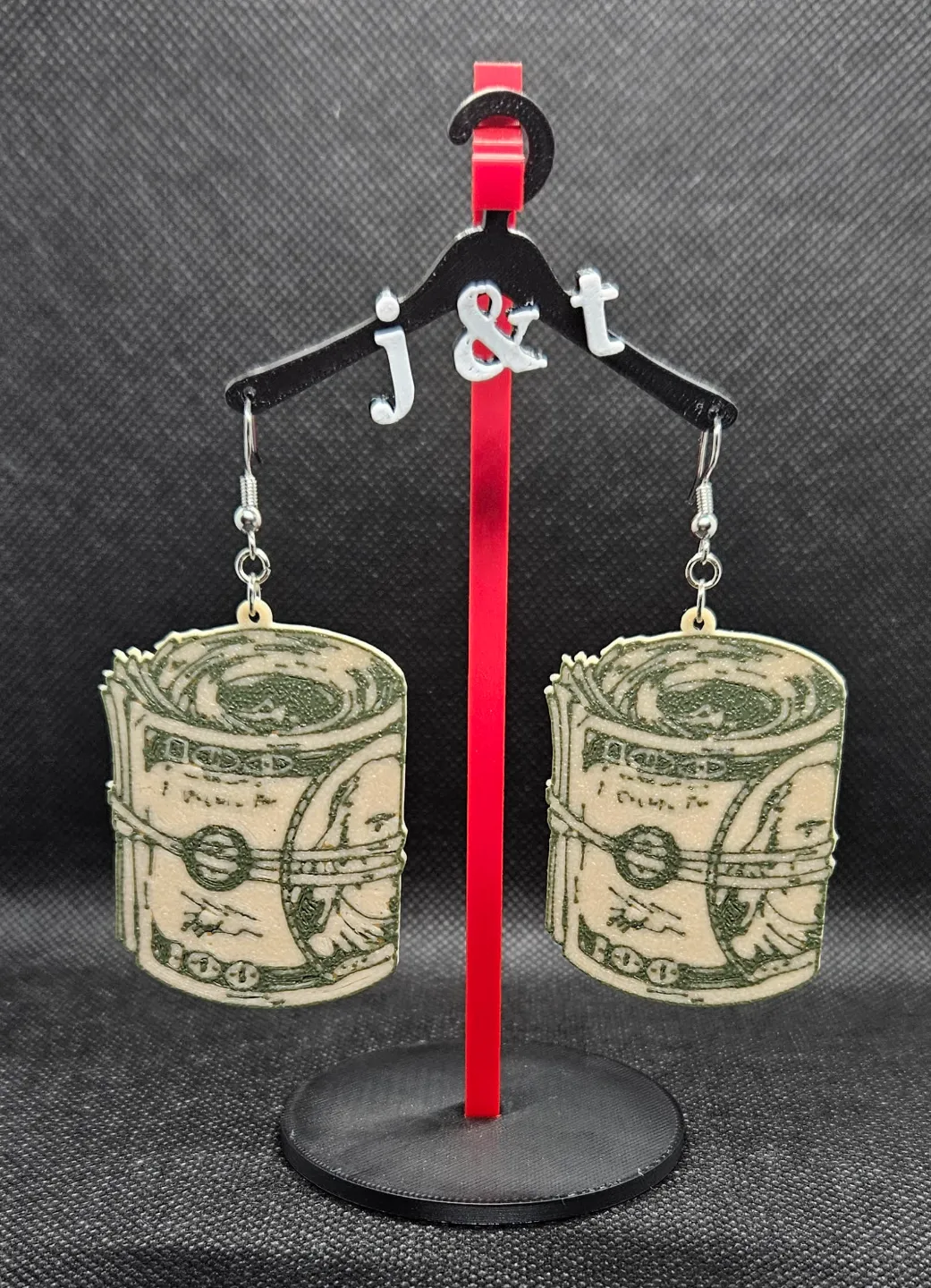 bank roll earrings view 2