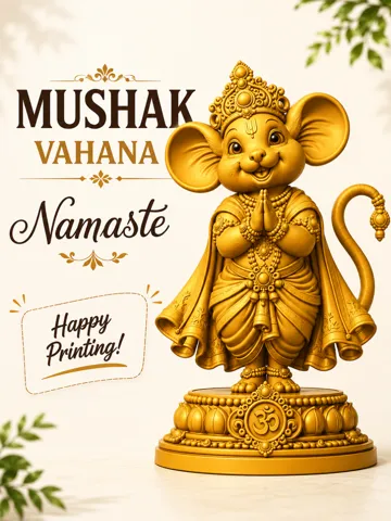 Letrero o emblema decorativo: Mushak Vahana Namaste — vista de referencia 2