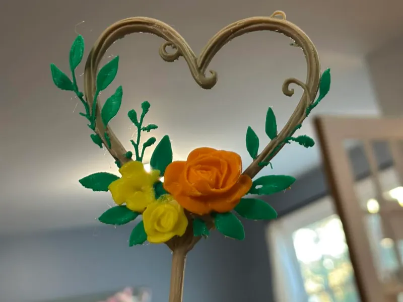 Multi-Color Floral Heart Cake Topper (Uses AMS)