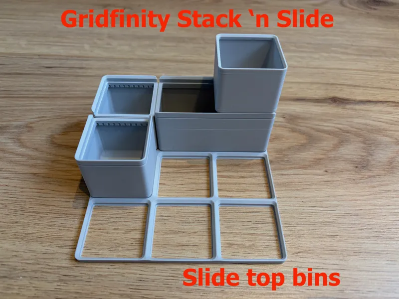 Gridfinity Stack 'n Slide - fully customizable