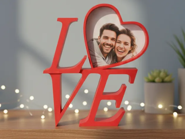 "LOVE" Photo Frame – No Support & Built-in Stencil