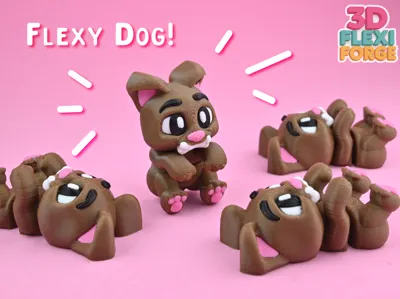 Cute Flexi Dog with Keychain - No Supports