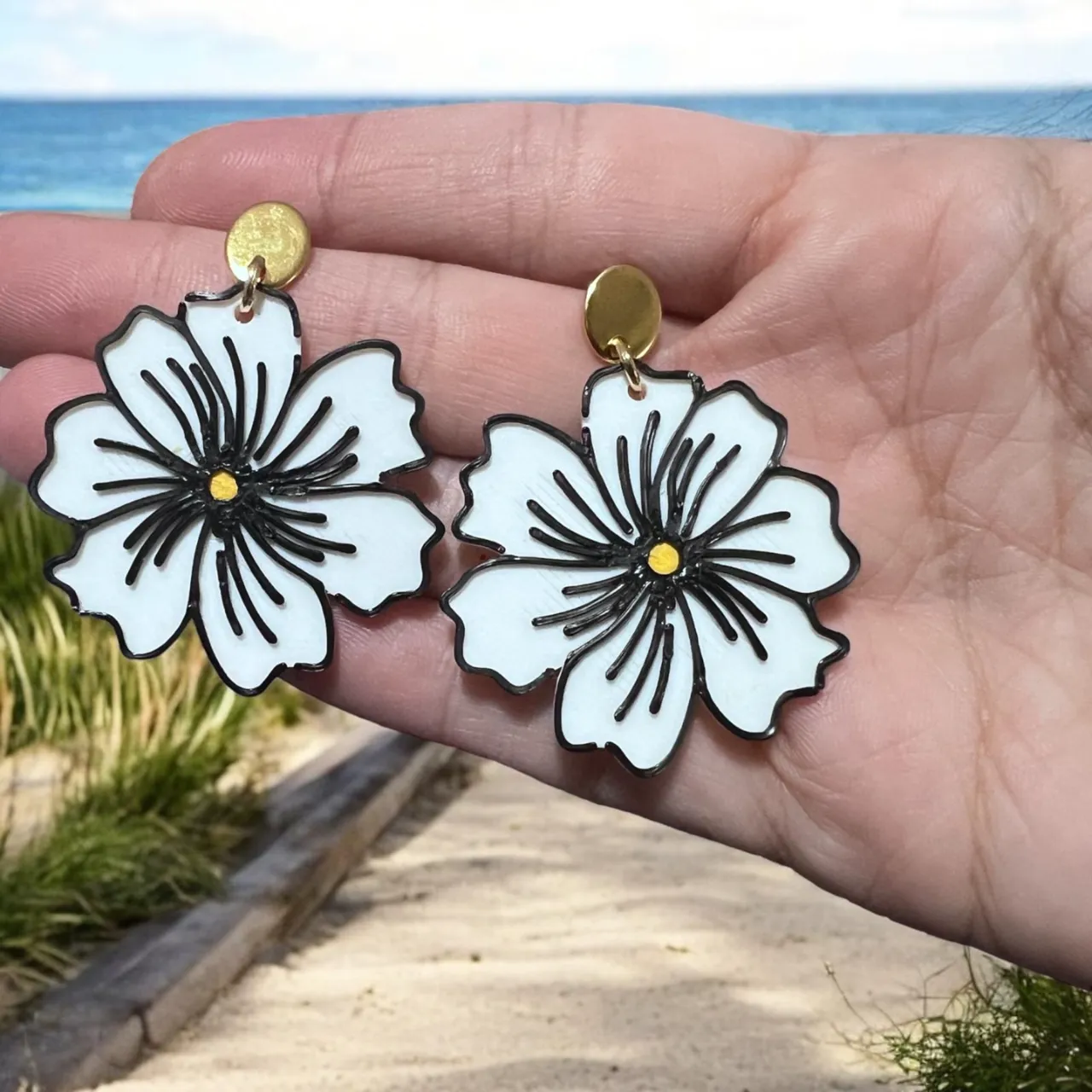 Pendientes flor view 2