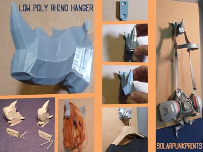 Low Poly Rhino Hanger with hidden screws