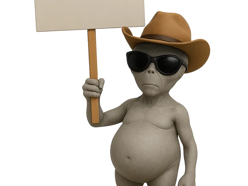 Alien Holding Sign (improved edition) 