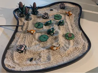Zen Garden Pond - Frogs, Fish, Lotus & Cattails