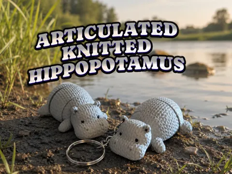 Mini Hippopotamus - Articulated Knitted Animal