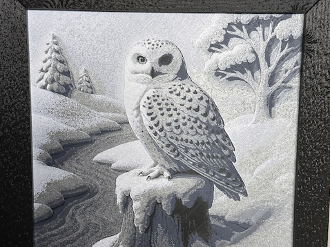 Snowy Owl 3DbyLea 8"x8" Chroma Filament Painting