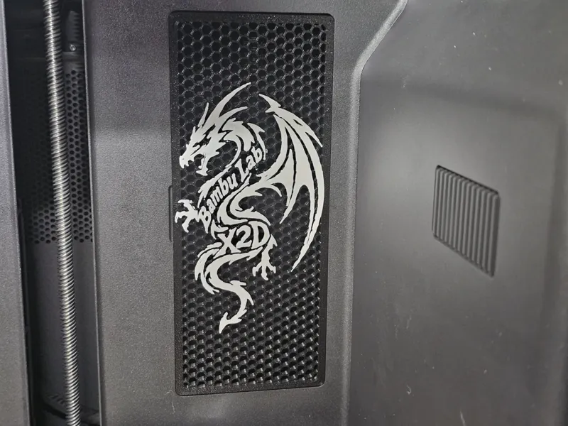 Filter Cover with Dragon Design for Bambu Lab X2D